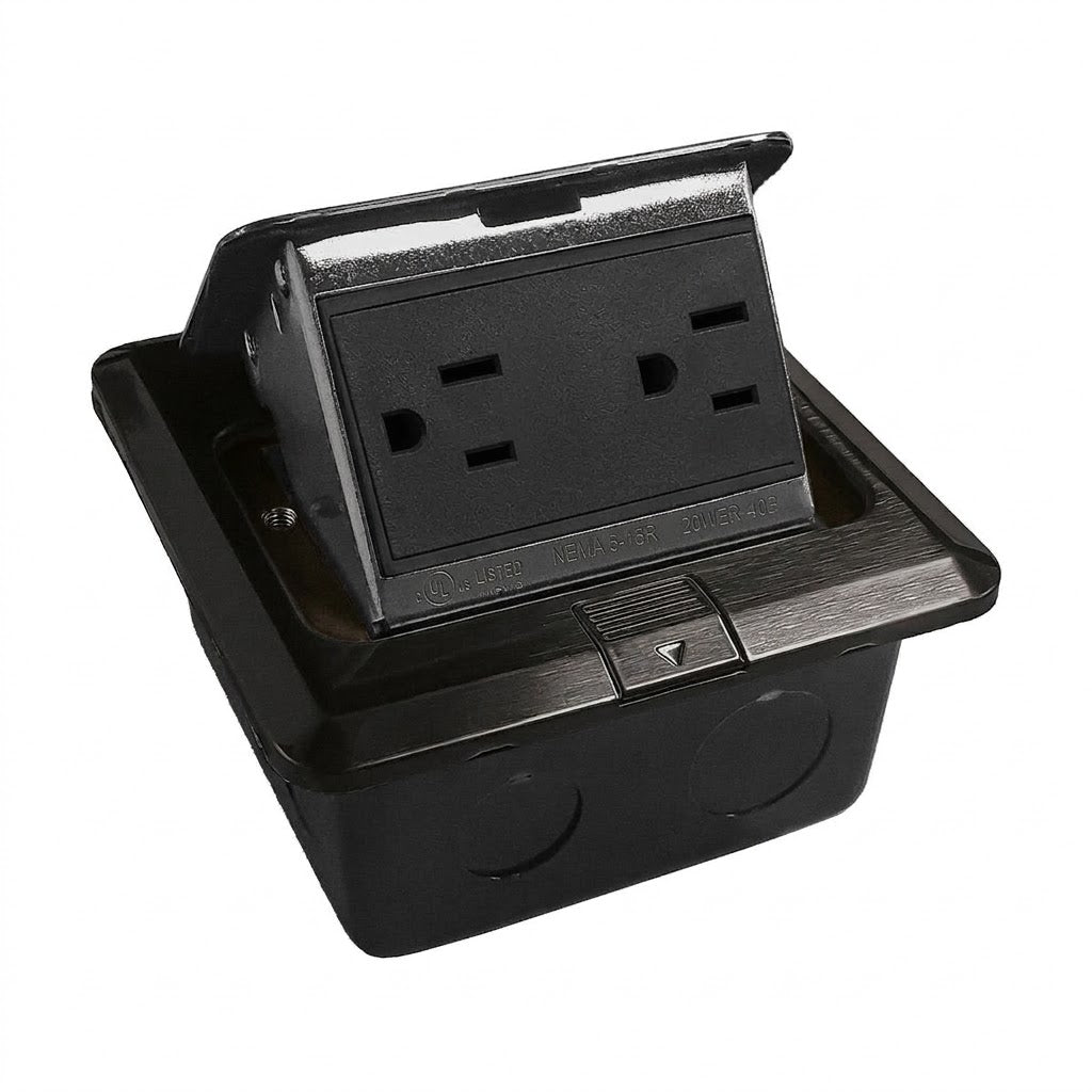 APL-004 CONTACTO DUPLEX EMPOTRABLE PISO POP UP COLOR NEGRO