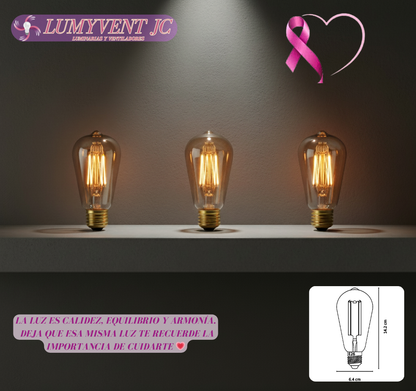 LAMPARA LED FILAMENTO ST64 E26 4W DIMEABLE LUZ AMBAR 1800K ARTLITE SKU: ALA-022