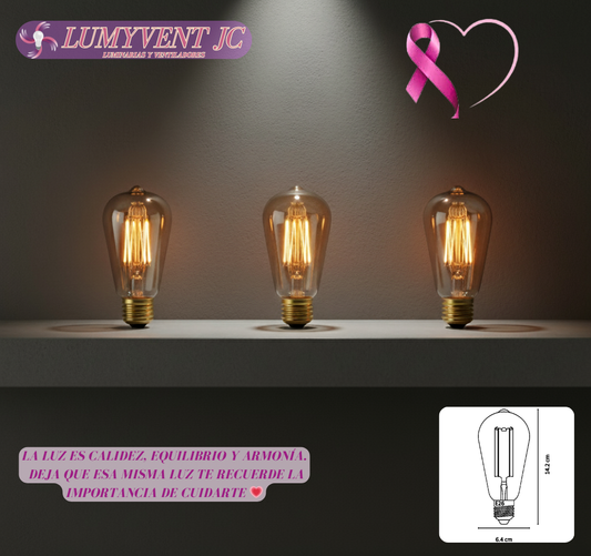 LAMPARA LED FILAMENTO ST64 E26 4W DIMEABLE LUZ AMBAR 1800K ARTLITE SKU: ALA-022