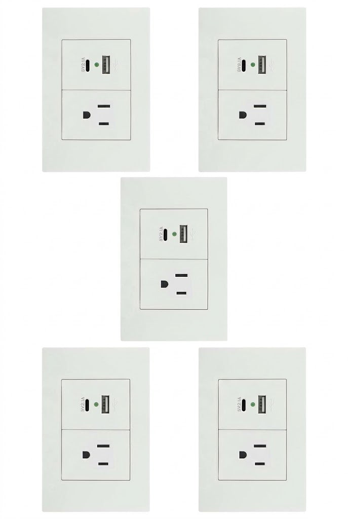 APL-207 5 PIEZAS DE PLACA DE CONTACTO Y 2 SALIDAS USB (TIPO A y TIPO C) - LumyventJC