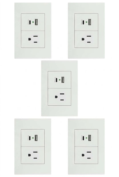 APL-207 5 PIEZAS DE PLACA DE CONTACTO Y 2 SALIDAS USB (TIPO A y TIPO C) - LumyventJC