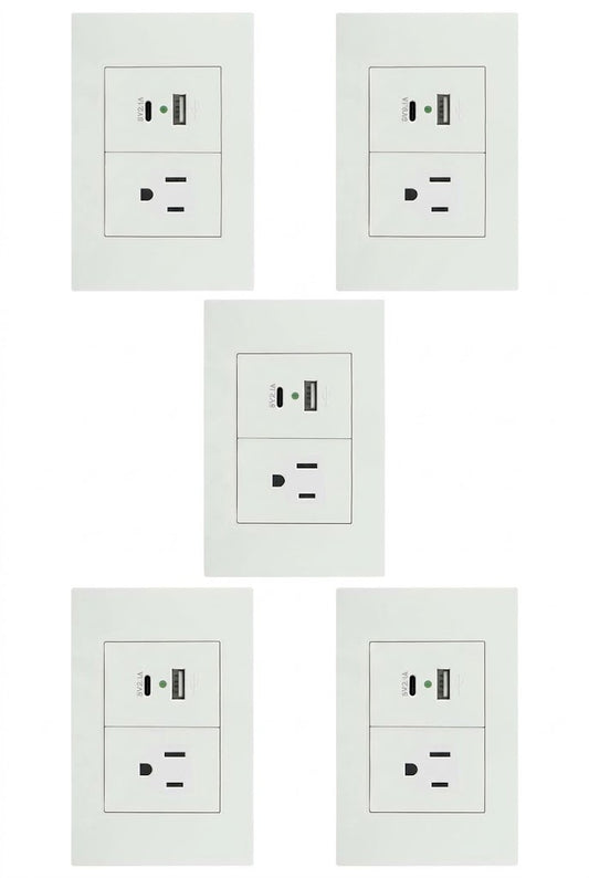 APL-207 5 PIEZAS DE PLACA DE CONTACTO Y 2 SALIDAS USB (TIPO A y TIPO C) - LumyventJC