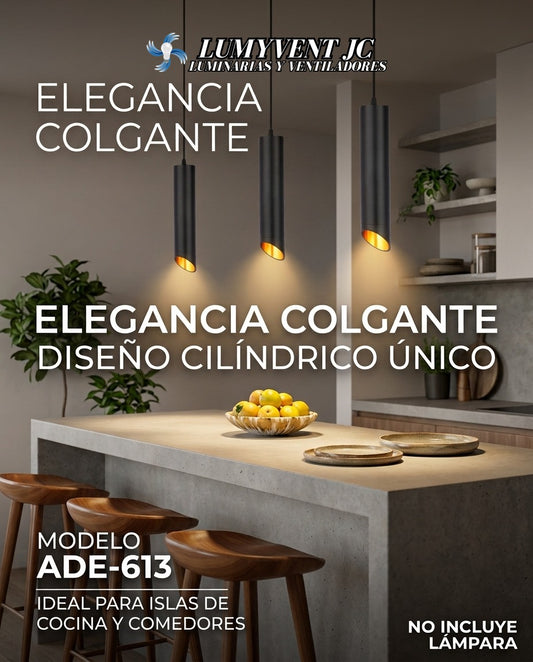ADE-613 DECORATIVO COLGANTE CILINDRO CON CORTE DIAGONAL BASE GU10