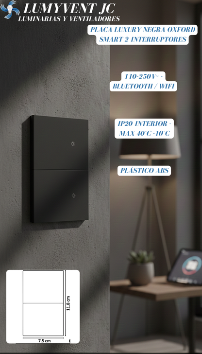 PLACA OXFORD SMART LUXURY 2 INTERRUPTORES
