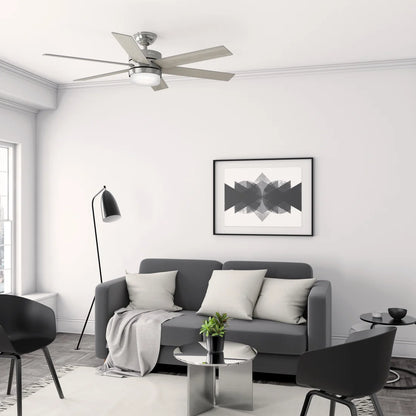 50199 Ventilador de Techo Kempton Niquel Cepillado con Luz 54 Pulgadas