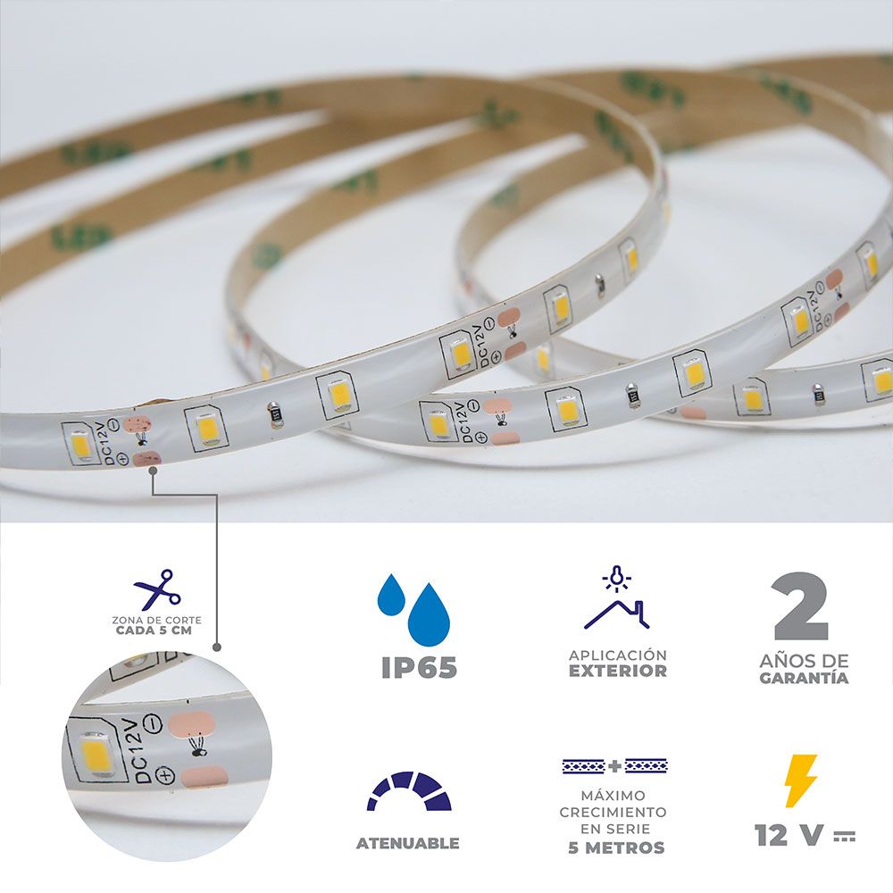 H-TLED-60-IP65-5050/LD Tira flexible 60 LEDs por metro, 5050 SMD