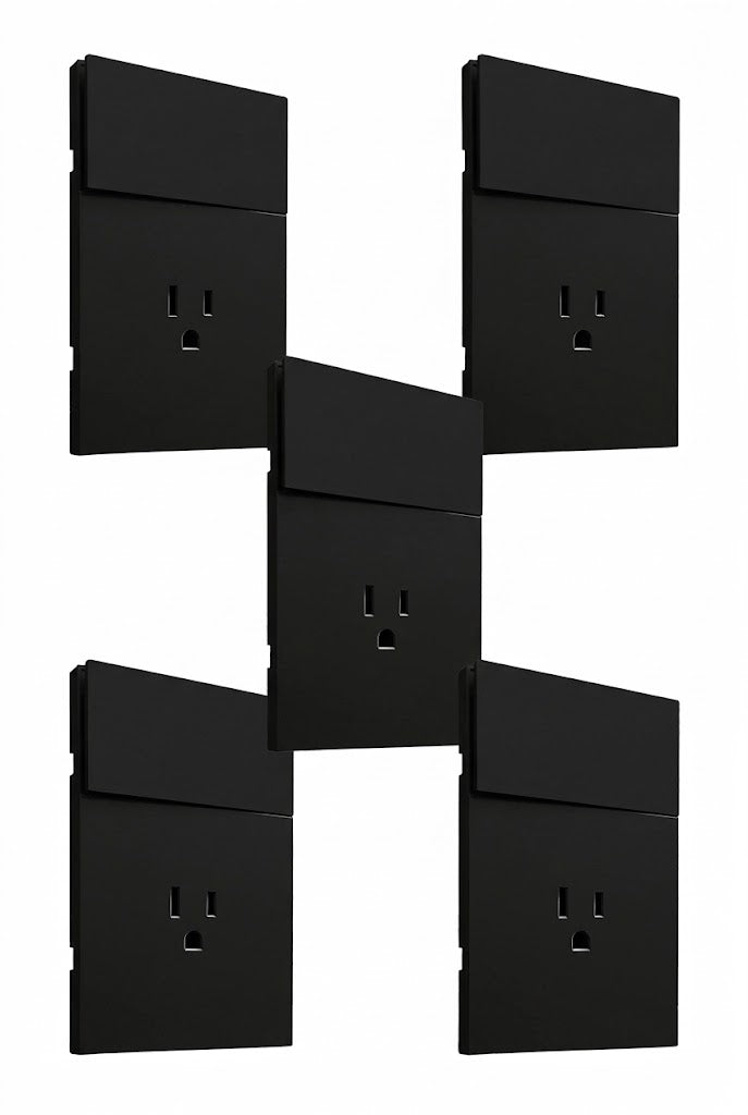 APL-605 5 PIEZAS DEPLACA LUXURY DE CONTACTO Y APAGADOR 1 INTERRUPTOR 3 VÍAS NEGRO