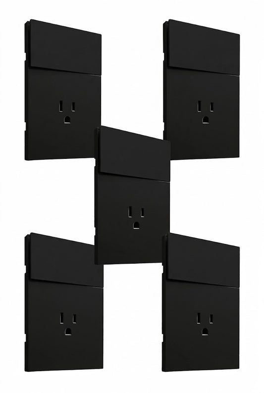 APL-605 5 PIEZAS DEPLACA LUXURY DE CONTACTO Y APAGADOR 1 INTERRUPTOR 3 VÍAS NEGRO - LumyventJC