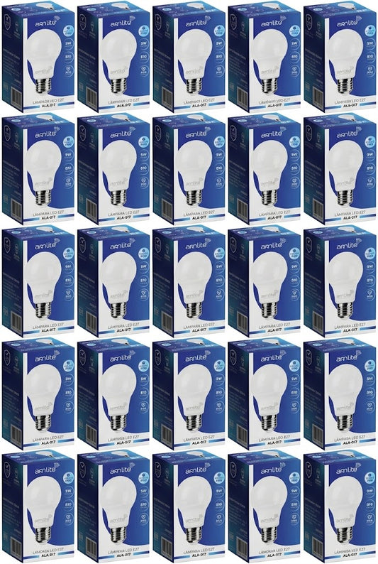 ALA-017 25 PIEZAS DE LAMPARA LED BULBO E26/E27 9W BLANCO FRÍO