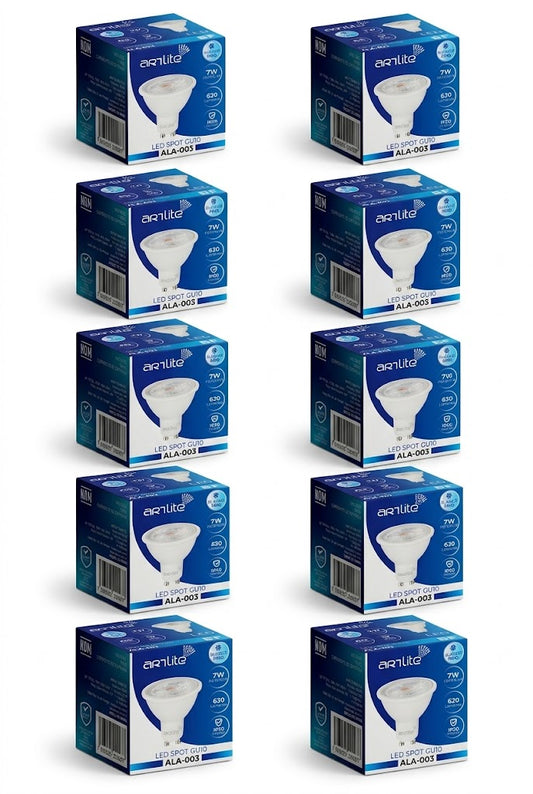 ALA-003 10 PZAS DE LÁMPARA LED SPOT GU10 7W BLANCO FRÍO