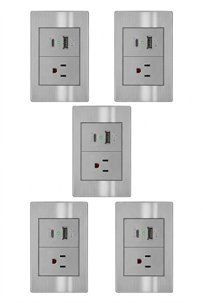 APL-107 5 PIEZAS DE PLACA DE CONTACTO Y 2 SALIDAS USB (TIPO A y TIPO C)