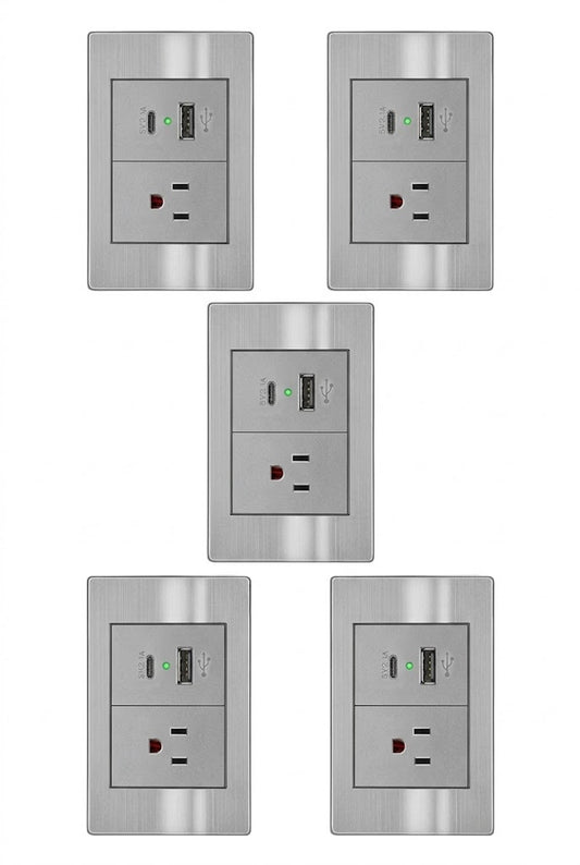 APL-107 5 PIEZAS DE PLACA DE CONTACTO Y 2 SALIDAS USB (TIPO A y TIPO C) - LumyventJC