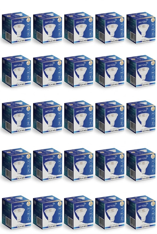 ALA-004 25 PZAS DE LÁMPARA LED SPOT GU10 7W BLANCO CÁLIDO