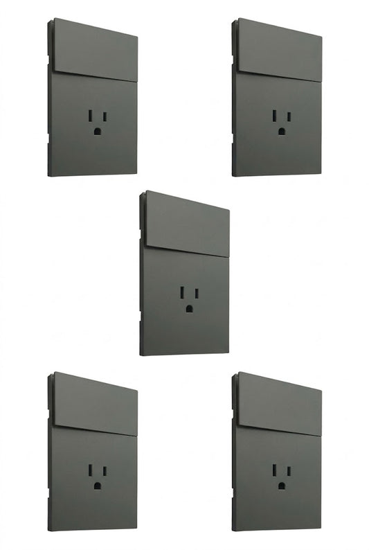 APL-405 5 PIEZAS DE PLACA LUXURY DE CONTACTO Y APAGADOR 1 INTERRUPTOR 3 VÍAS COLOR GRIS OXFORD - LumyventJC