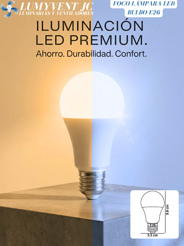 FOCO LED BULBO E26 5W BLANCO CÁLIDO - LumyventJC