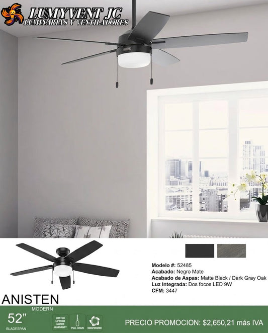 52485 Ventilador de Techo Anisten con Luz LED 52 pulgadas
