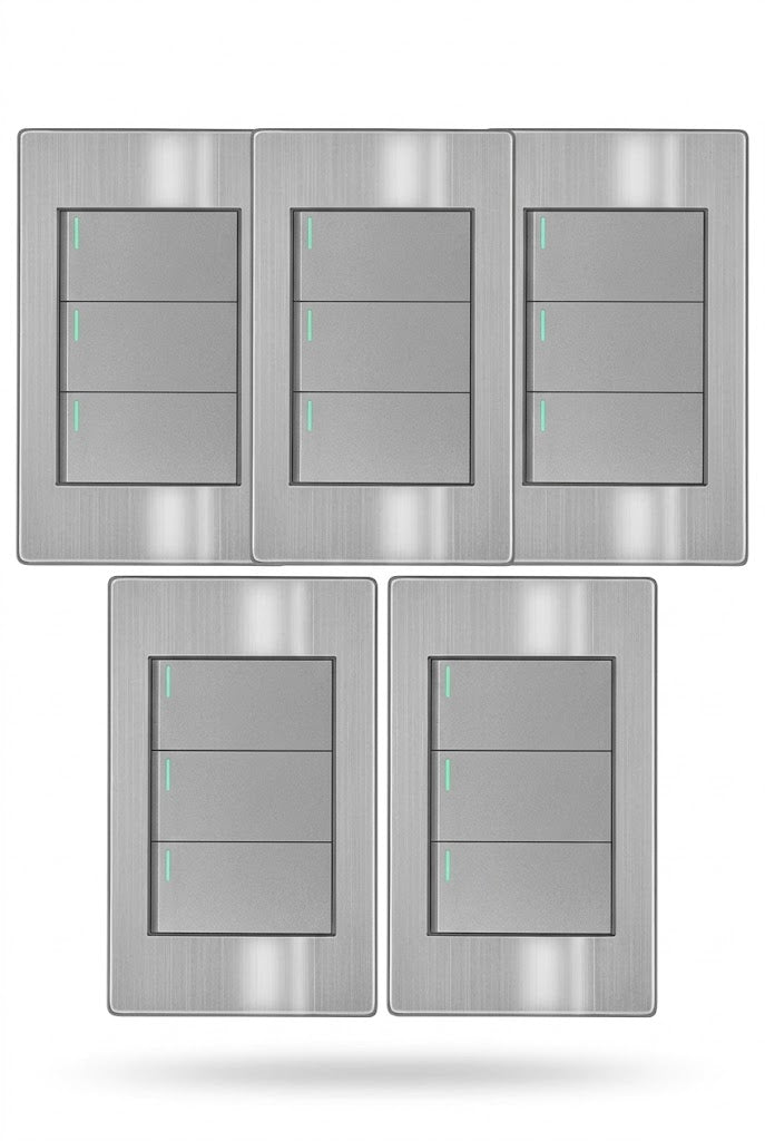 APL-103 5 PIEZAS DE PLACA DE APAGADOR DE 3 INTERRUPTORES Y 3 VÍAS