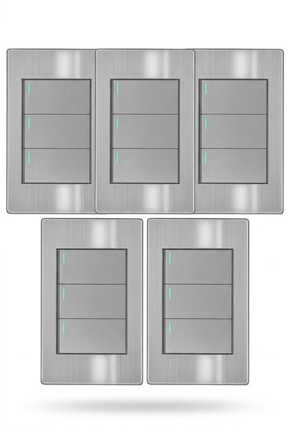 APL-103 5 PIEZAS DE PLACA DE APAGADOR DE 3 INTERRUPTORES Y 3 VÍAS