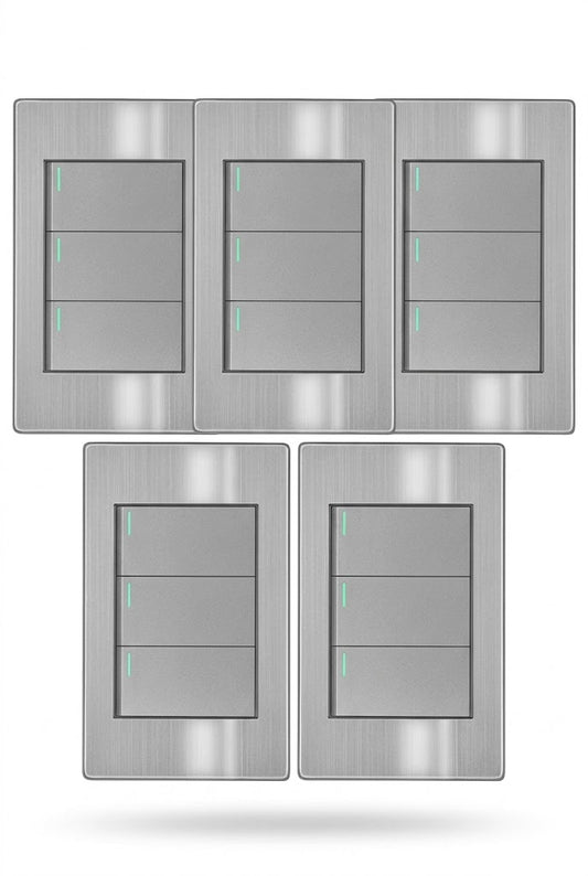 APL-103 5 PIEZAS DE PLACA DE APAGADOR DE 3 INTERRUPTORES Y 3 VÍAS