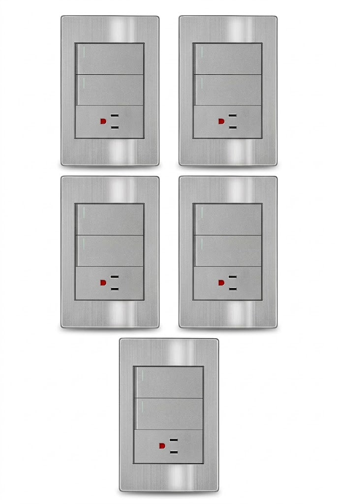APL-106 5 PIEZAS DE PLACA DE CONTACTO Y APAGADOR DE 2 INTERRUPTOR Y 3 VÍAS