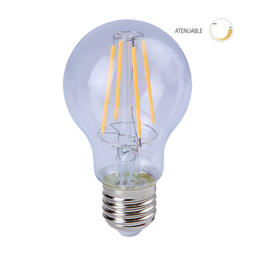 Foco A19 360° LED Filamento 7 W, Luz Cálida Suave, Base E27, Atenuable