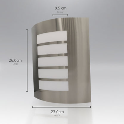 ADE-005 – LUMINARIA PARED PANTALLA ACERO INOXIDABLE REJILLA OPALINA EXTERIOR BASE E26/E27 - LumyventJC