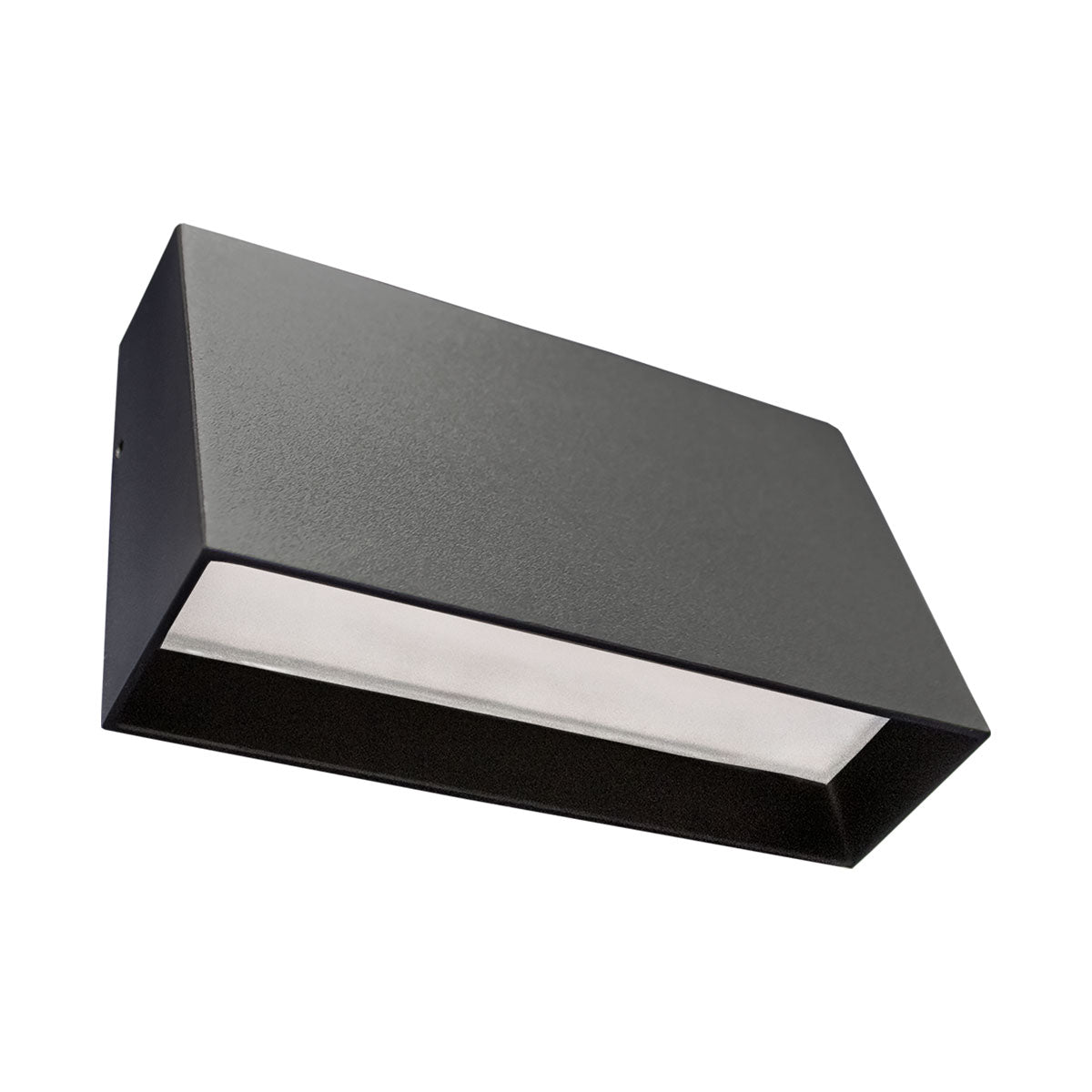 ADE-027 – LLUMINARIA LED DE PARED PRISMA DISPARO SENCILLO 10W ALUMINIO NEGRO EXTERIOR IP54 BLANCO CÁLIDO 3000K