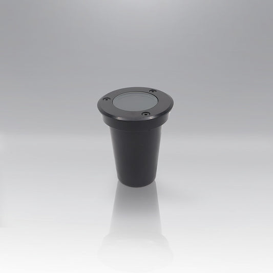 EMPOTRABLE PISO PLÁSTICO NEGRO Y VIDRIO TEMPLADO EXTERIOR BASE MR16