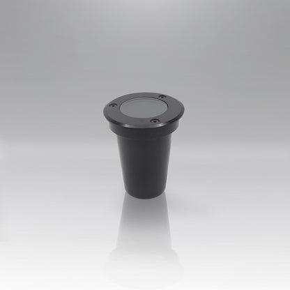 ADE-201 EMPOTRABLE PISO PLÁSTICO NEGRO Y VIDRIO TEMPLADO EXTERIOR BASE GU10