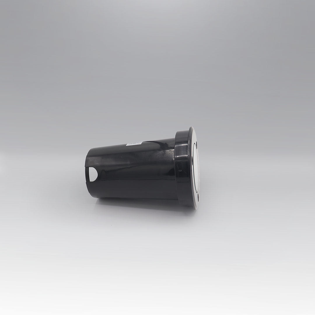 EMPOTRABLE PISO PLÁSTICO NEGRO Y VIDRIO TEMPLADO EXTERIOR BASE MR16