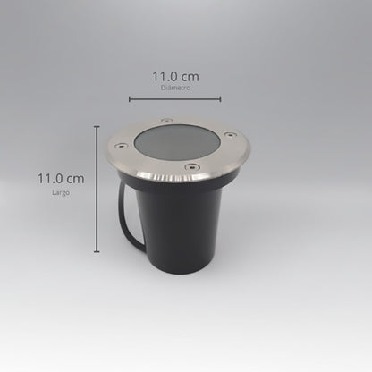 ADE-202 EMPOTRABLE PISO CUBIERTA SATÍN Y VIDRIO TEMPLADO EXTERIOR BASE MR16 - LumyventJC