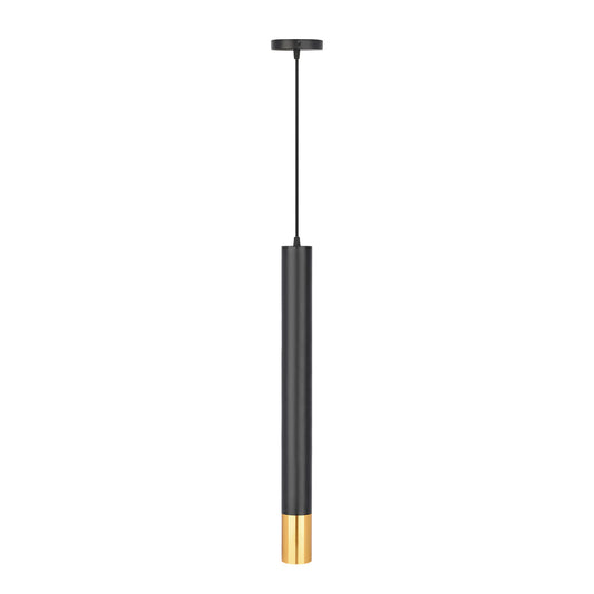 ADE-615 DECORATIVO COLGANTE CILINDRO NEGRO Y ORO BASE GU10 - LumyventJC
