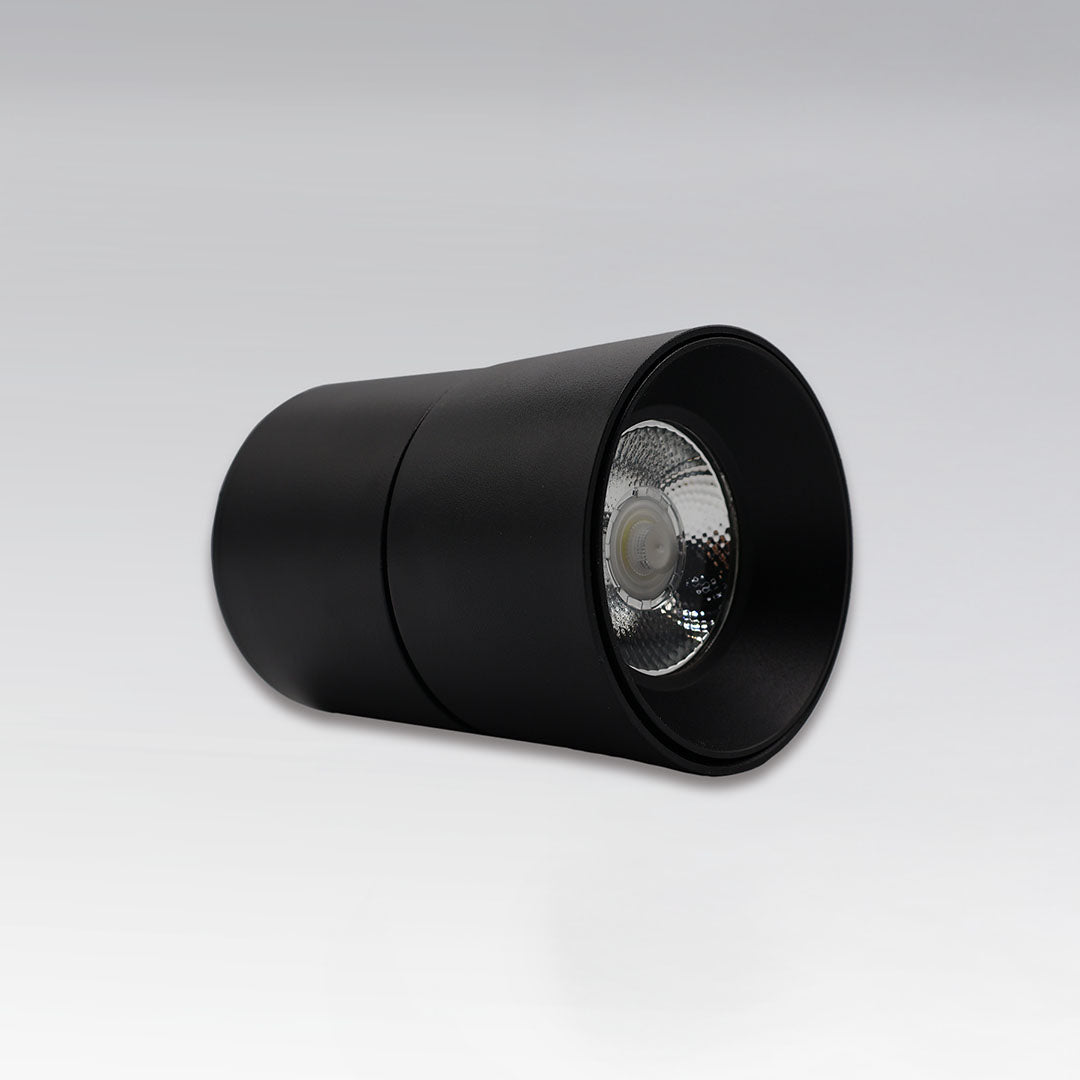 ADE-703 – LUMINARIA SOBREPONER TECHO CILINDRO DIRIGIBLE INCLINACIÓN 85° + ROTACIÓN MANUAL 350° ALUMINIO NEGRO 10W CCT MANUAL INTERIOR IP20 - LumyventJC
