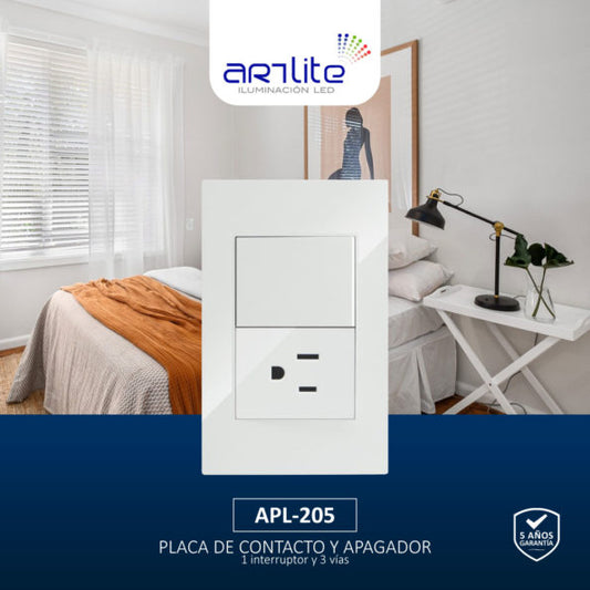 PLACA DE CONTACTO Y APAGADOR DE 1 INTERRUPTOR 3 VÍAS - LumyventJC