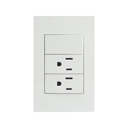APL-215 CAJA DE 10 PIEZAS DE PLACA DE DOS CONTACTOS Y UN APAGADOR DE 1 INTERRUPTOR Y 3 VÍAS