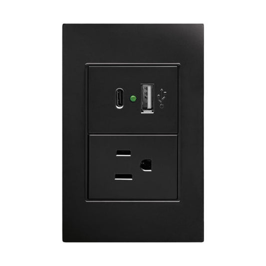 PLACA NEGRA DE CONTACTO Y 2 SALIDAS USB (TIPO A Y TIPO C)