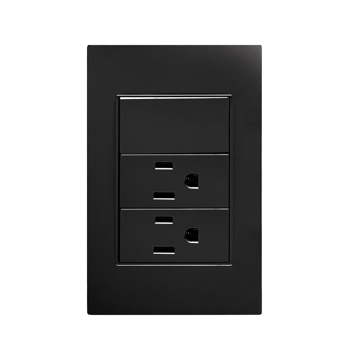APL-315 PLACA NEGRA DE DOS CONTACTOS Y UNAPAGADOR DE 1 INTERRUPTOR 3 VÍAS