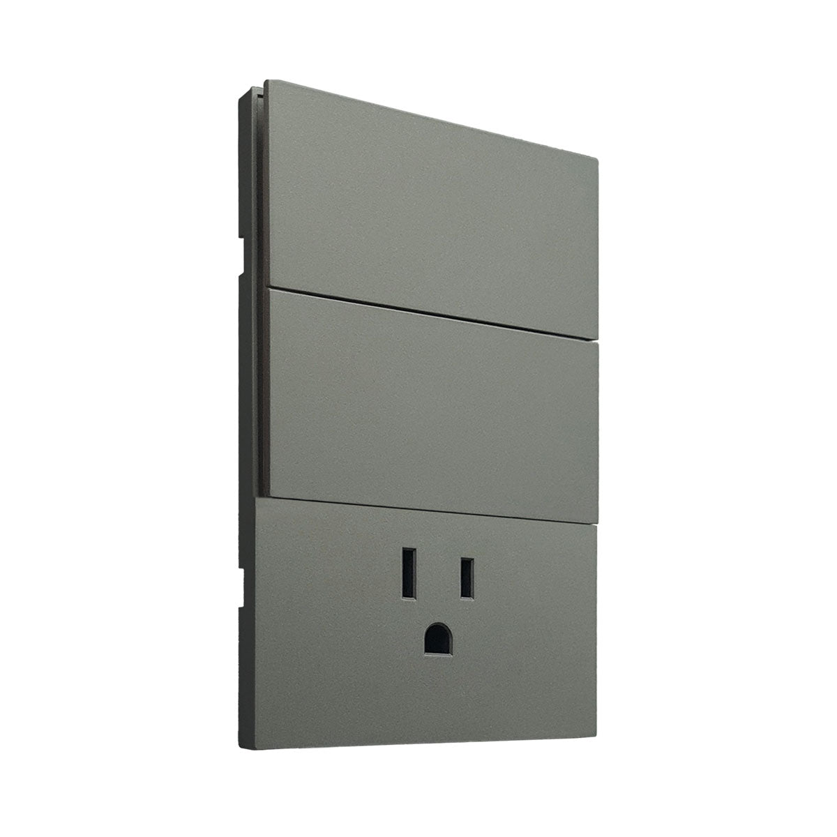 APL-406 CAJA DE 10 PIEZAS DE PLACA LUXURY DE CONTACTO Y APAGADOR 2 INTERRUPTORES 3 VÍAS COLOR GRIS OXFORD