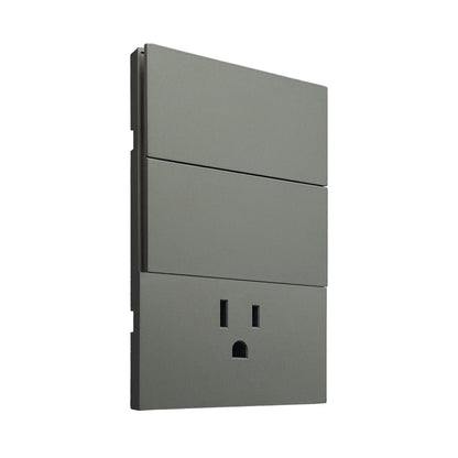 APL-406 CAJA DE 10 PIEZAS DE PLACA LUXURY DE CONTACTO Y APAGADOR 2 INTERRUPTORES 3 VÍAS COLOR GRIS OXFORD