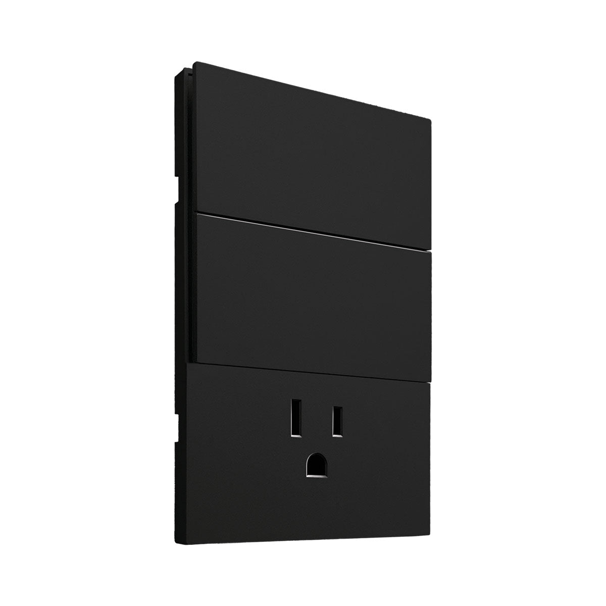APL-606 CAJA DE 10 PIEZAS DE PLACA LUXURY DE CONTACTO Y APAGADOR 2 INTERRUPTORES 3 VÍAS COLOR NEGRO