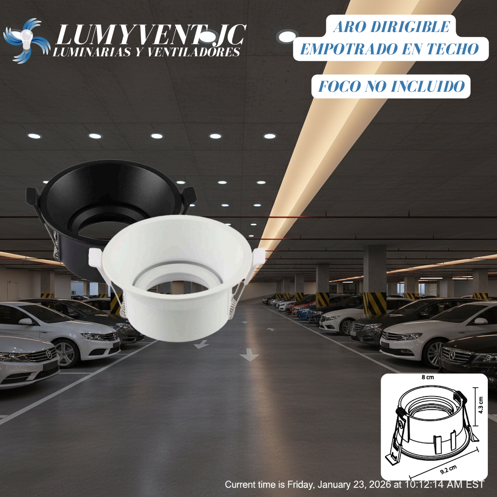 ADE-114 – ARO DIRIGIBLE EMPOTRABLE COLOR NEGRO BASE GU10