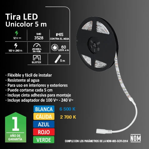 118202 Tira LED Aksi 16W para Exterior IPX6 5m Cálida
