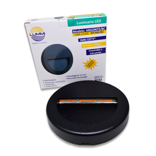 Luminario LED de pared redondo negro (RP3NE/BC)