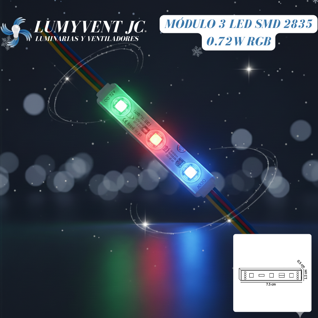 MÓDULO 3 LED SMD 5050 EXTERIOR RGB