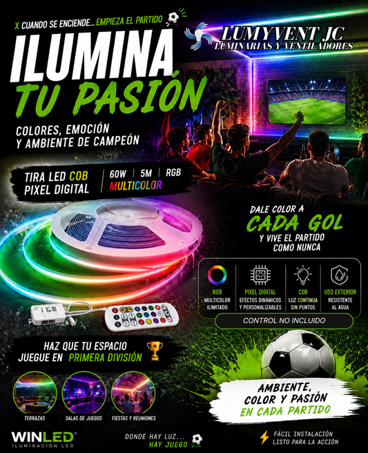 WTI-101 TIRA LED PIXEL DIGITAL 60W 5M RGB MULTICOLOR - LumyventJC