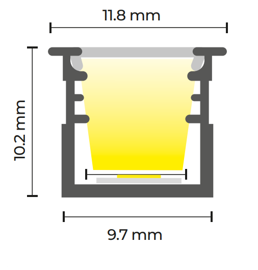 PLMX-250-1010-AL Kit de perfil lineal miniatura para muebles con cubierta ajustable