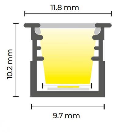 PLMX-250-1010-AL Kit de perfil lineal miniatura para muebles con cubierta ajustable