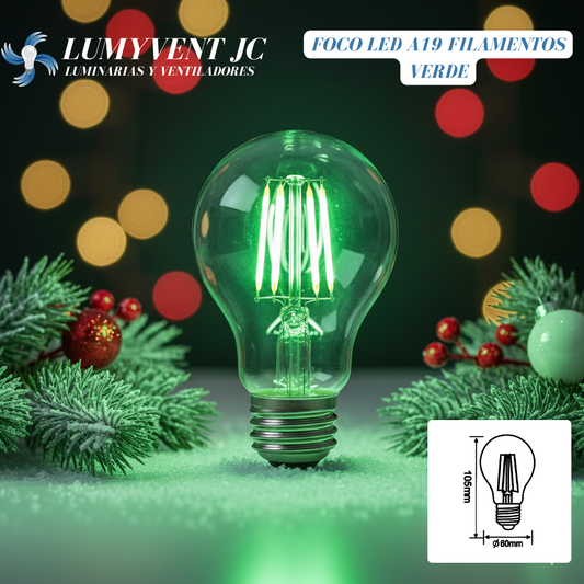 Foco LED Aksi 4W A19 Filamentos E27 Traslúcida Verde
