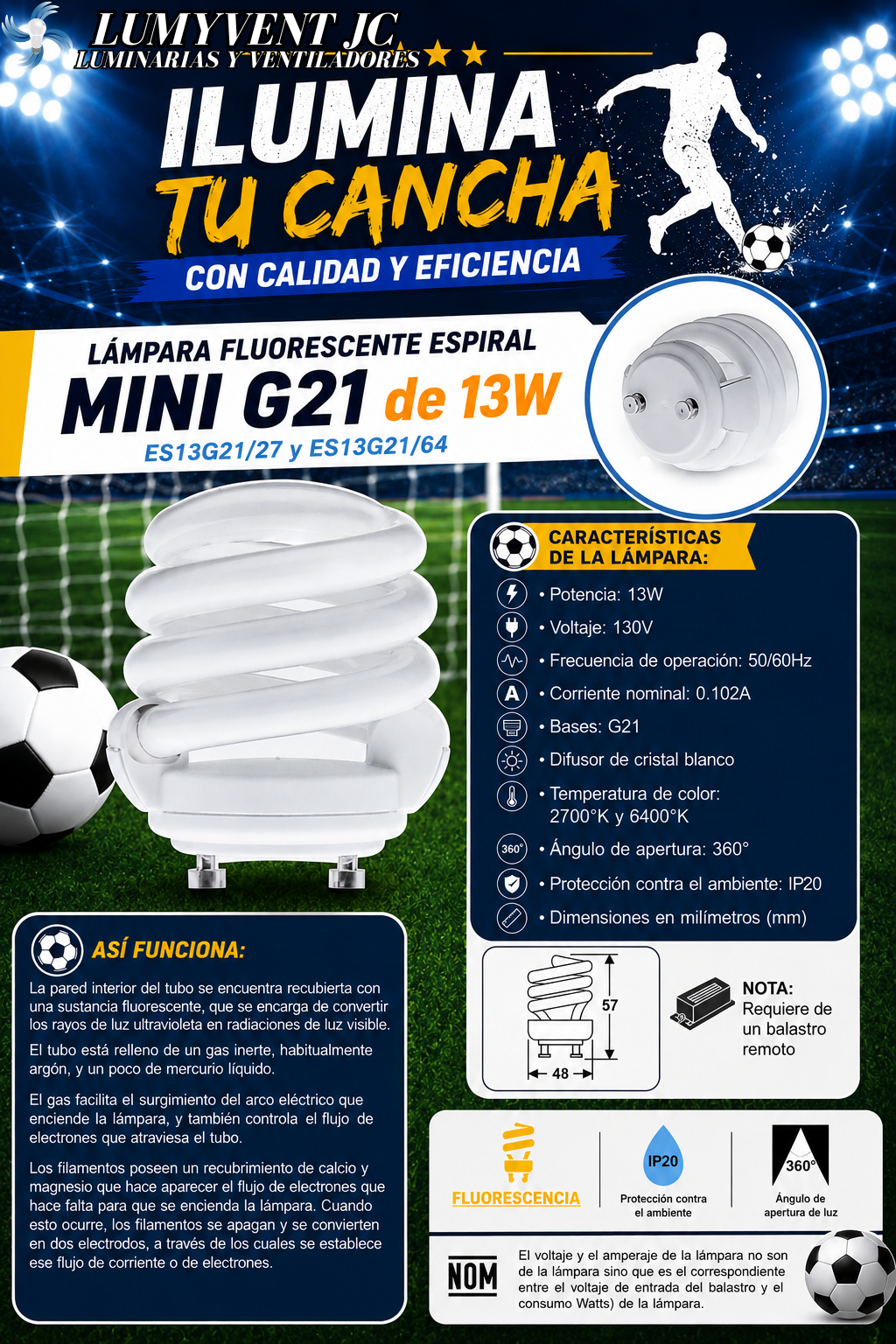ES13G21/64 Foco espiral mini Luz de día - LumyventJC