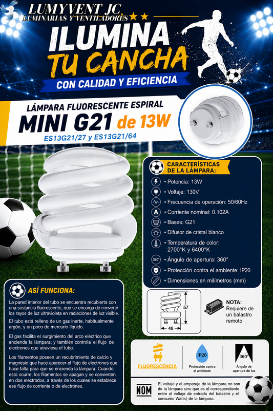 ES13G21/64 Foco espiral mini Luz de día - LumyventJC